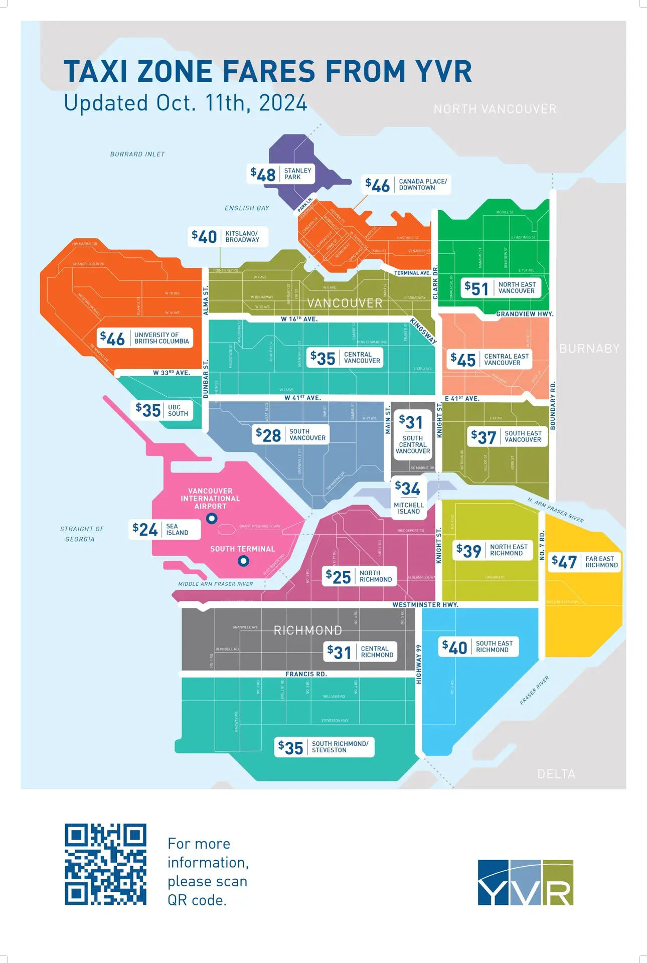 YVR Taxi Fare Zone Map YVR Taxi Fare Zone Map
